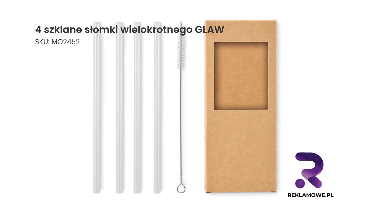 4 szklane słomki wielokrotnego użytku GLAW