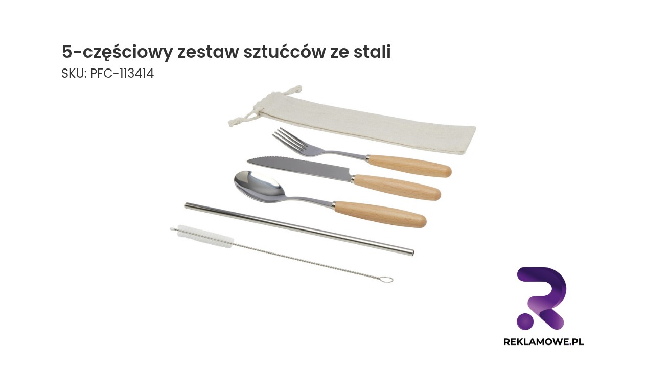 5-częściowy zestaw sztućców ze stali nierdzewnej i z drewna bukowego Root 5-częściowy zestaw sztućców ze stali