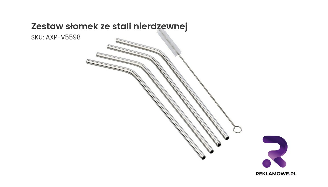 Zestaw ekologicznych słomek ze stali nierdzewnej