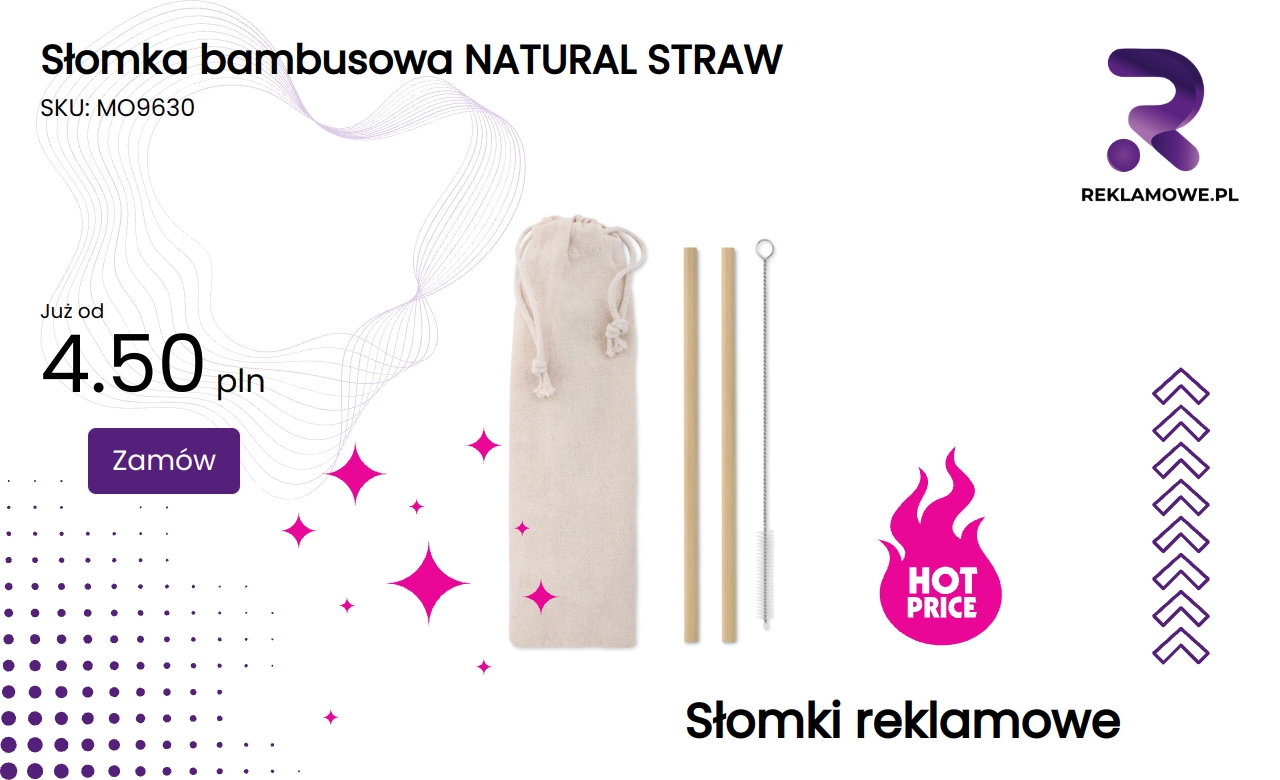 Słomka bambusowa Natural Straw w naturalnym kolorze