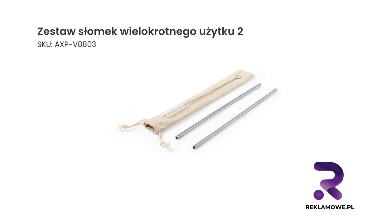 Zestaw słomek wielokrotnego użytku, 2 szt. z czyścikiem Zestaw słomek wielokrotnego użytku 2 – ekologiczne słomki do napojów